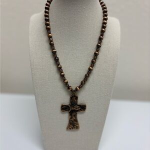 Beaded Cross Necklace with Czech Crystals